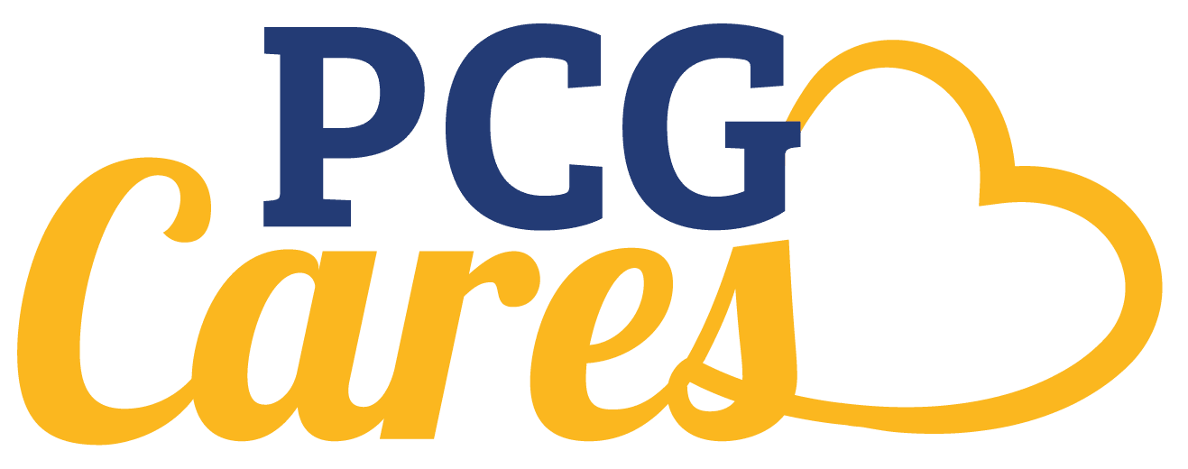 A green background with blue and yellow letters.